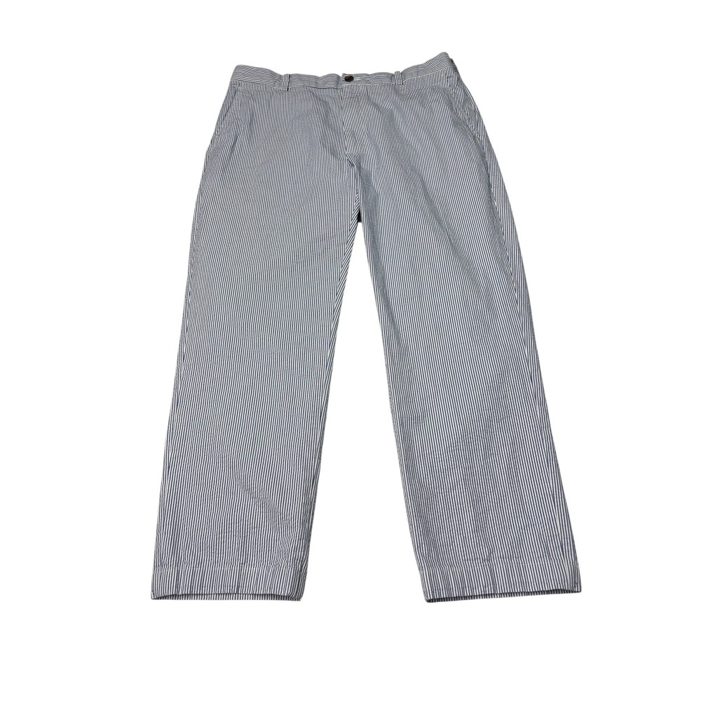 Brooks Brothers Clark Seersucker Chinos Mens 38x28 Blue White Striped Cotton